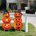 GameXcel 34" Tall Extra Large 3-Tiered Pumpkin Ghost Yard Signs for Outdoor Decorations, 2Pcs Vertical