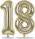 Light Gold Number 18 Birthday Balloons, 40 Inch Large Champagne Gold Foil Number 1 & 8 Balloons for 18 Year Old Boys Girls, Gold 18th Birthday Balloons for Women Men Anniversary Party Decorations