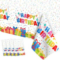 Birthday Tablecloth, 4 PCS Birthday Table Cloths 54'' x 108'' Disposable Birthdays Table Cover Waterproof Plastic TableCloth Rectangle Party Tablecloths for Kid’s Happy Birthdays Party Decorations