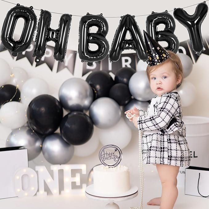 52 Pcs Black Letter Balloons,16 Inch Foil Alphabet Letter Balloons,Letter A-Z Balloon Banner Custom Phrase Balloon for Birthday Party Wedding Anniversary Decoration (Black 52pcs)