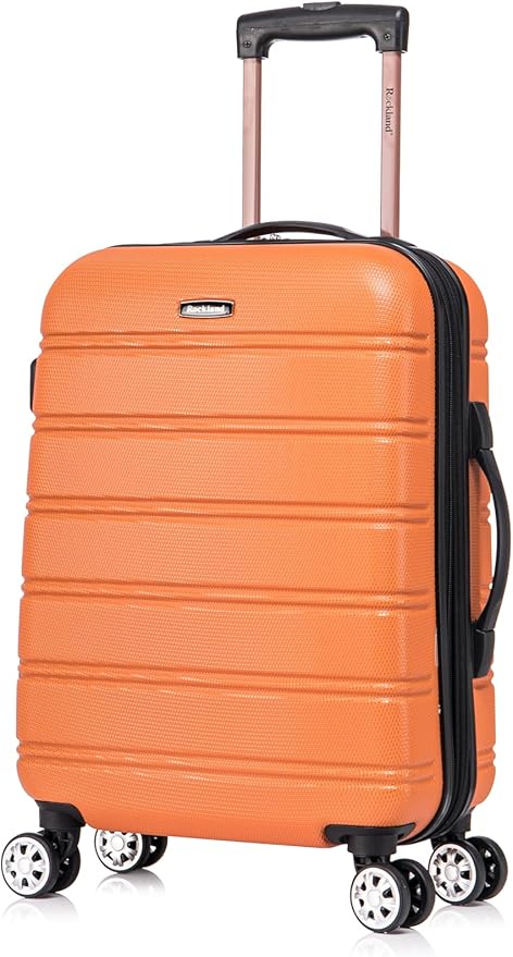 Rockland Melbourne Hardside 2 Piece Expandable Spinner Wheel Luggage Set, Carry-On 20" and Tote 14", Orange