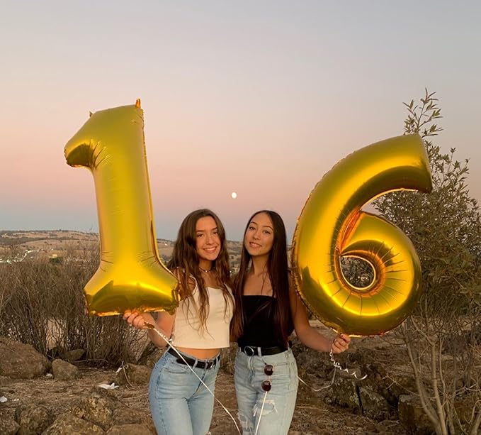 14 Balloons Number, Large 14th Gold Birthday Decorations for 1 4 14 41, 40 Inch Foil Balloon for Wedding Engagement Photo Shoot Memorial Day's Supplies