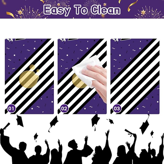 7-Pack Graduation Party Decorations Set, 3 Purple Graduation Tablecloths 54x108in, 2026 and Grad Balloons, 2 Foil Fringe Curtains for High School College Graduation Party Photo Booth