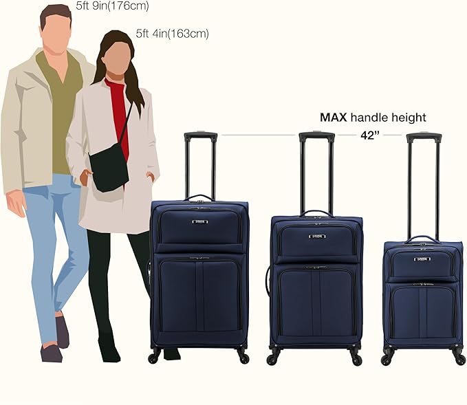 U.S. Traveler Anzio Softside Expandable Luggage with Spinner Wheels, Navy, 2-Piece Set (22/30)