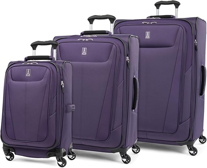 Travelpro Maxlite 5 Softside Expandable Luggage with 4 Spinner Wheels, Lightweight Suitcase, Men and Women, Imperial Purple, 3-Piece Set (21/25/29)