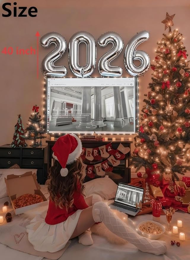 Silver 2026 Number Balloon, 40 Inch 2026 New Years Decorations, 2026 Balloons Numbers for New Years Eve Party Supplies,Graduation Parties