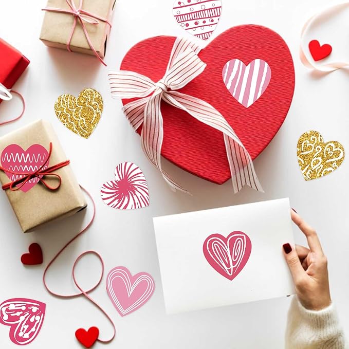 Heart Stickers for Kids, Valentines Day Colorful Heart Stickers Valentine's Day Love Decorative Stickers Valentine's Day Party Favors Supplies