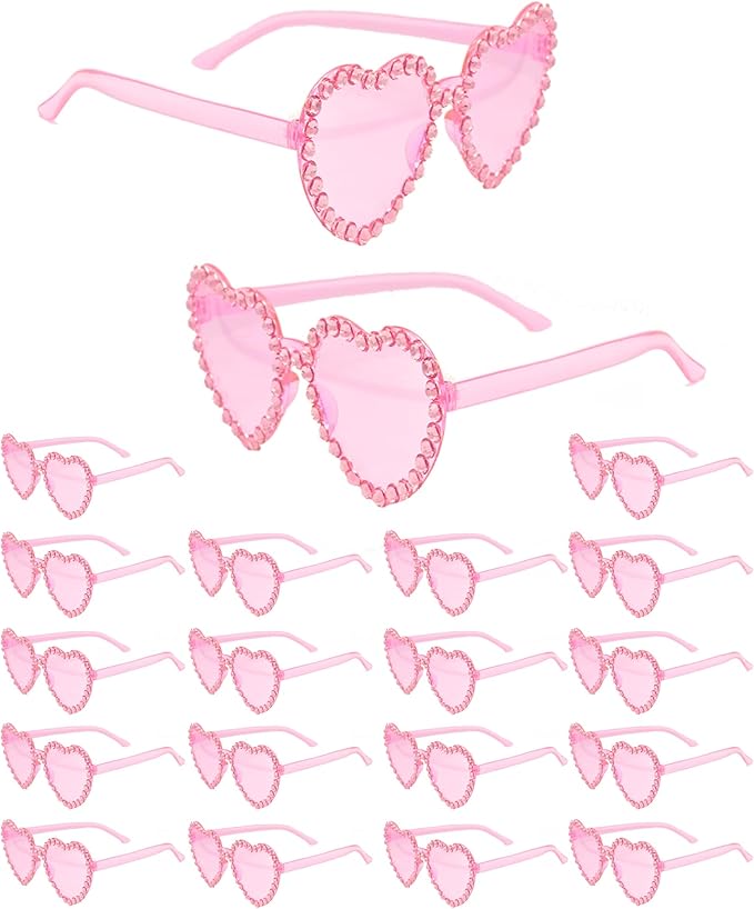 20 Pairs Heart Shaped Sunglasses for Women Colorful Glasses Fun Trendy Transparent Heart Sunglasses Party Favor