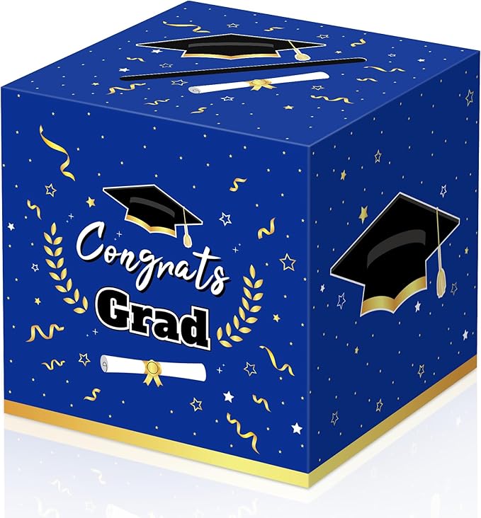 Graduation Decorations 2026 Blue Graduation Card Box Graduation Party Decorations,Graduation Box,Congrats Grad Gifts for 2026 Graduation Party Supplies Favors