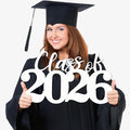 Class of 2026 Wooden Sign Graduation Party Decorations 2026 White Graduation Photo Booth Prop Senior2026 Sign for High School College Party