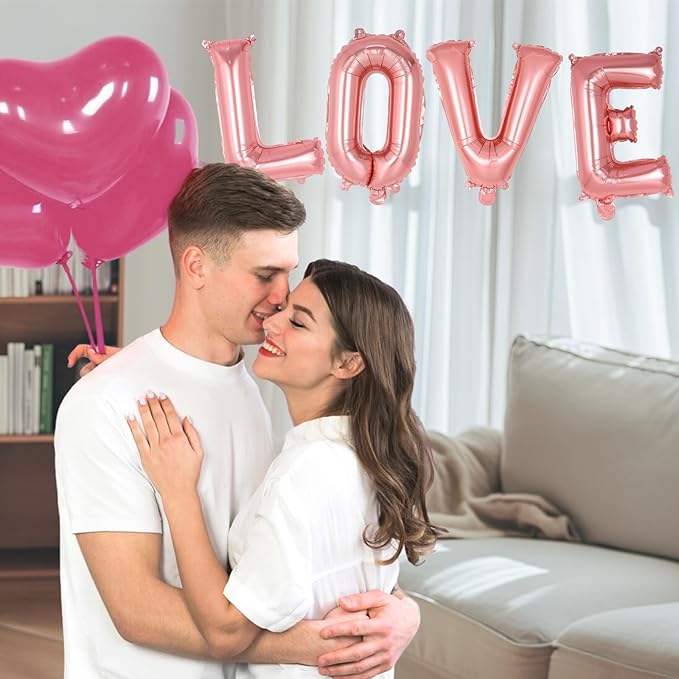 52 Pcs Rose Gold Letter Balloons,16 Inch Foil Alphabet Letter Balloons,Letter A-Z Balloon Banner Custom Phrase Balloon for Birthday Party Wedding Anniversary Decoration (Rosegold 52pcs)
