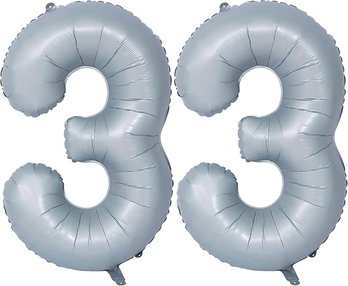 40 In Matte gray Number Balloons Helium Foil Mylar Balloon Birthday Party banquet Decoration 33