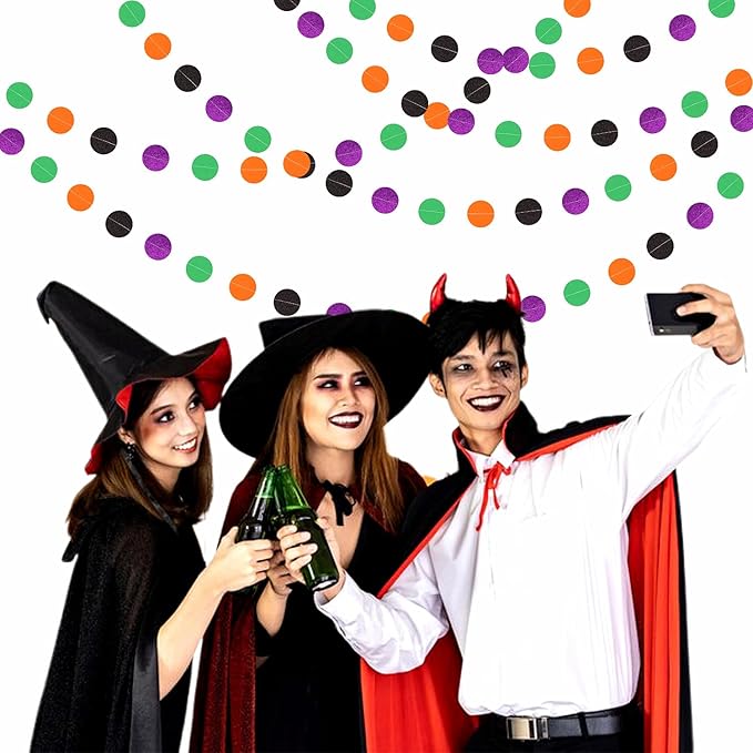 Black-Purple Orange-Green Halloween Party-Decorations Supplies - 52Ft Indoor Streamers Banner,Spooky Birthday Hanging Garland,Outdoor Horror Themed Wedding Baby Shower Wall Backdrop Decor Burgleda