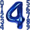 40Inch Navy Blue 4 Balloon Number Large Helium Royal Blue Number Balloons 0-9 Giant Digital 4th Foil Mylar Big Party Balloon for Boy Birthday Party Anniversary Graduation Decorations