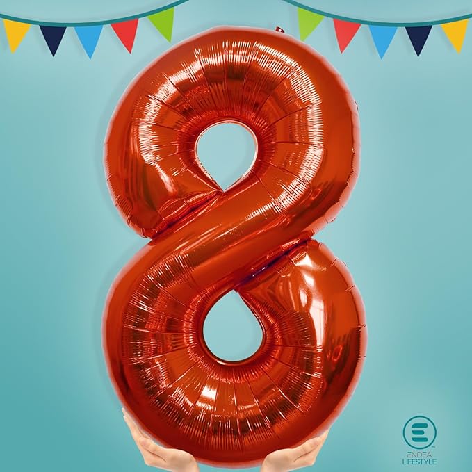 40 Inch Large Red Number Celebration and Decoration Balloon for Birthday Parties, Graduations, Anniversaries, Weddings, Photo Shoots, Special Events - Helium Foil Mylar (Red Number 8)