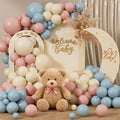 Gender Reveal Balloons Garland Arch Kit 154Pcs - 5 10 12 18 inch Different Size Pink Blue Sand White Balloon for Gender Reveal Boho Bachelorette Birthday Wedding Neutral Theme Decoration