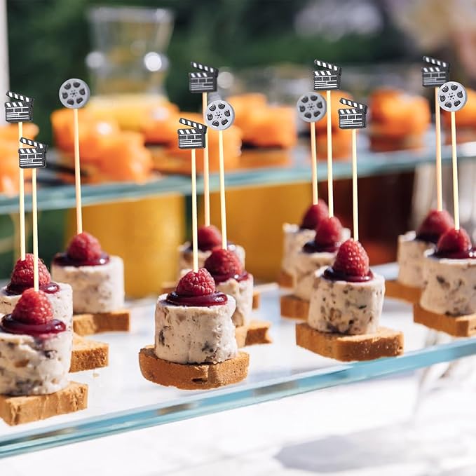 Movie Night Decoration Cocktail Picks Theme Decor Toothpicks Snack Sticks Food Sandwich Skewers Appetizer Charcuterie Garnishing for Family Movie Night Decorations Essentials Themed Party Supplies
