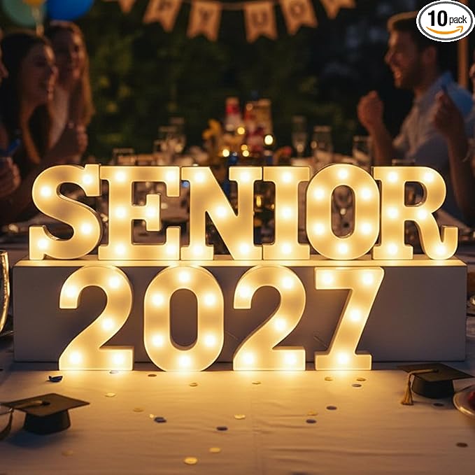 10 Pcs LED Senior 2026 Marquee Letter Lights Sign Grad 2026 Light up Letters for Graduation Decorations Lights for High School Senior College Graduation Party Favor Supplies