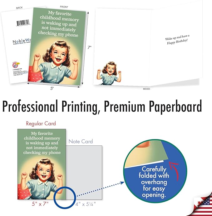 NobleWorks Funny Birthday Greeting Card with 5 x 7 Inch Envelope (1 Card) Bday Favorite Memory C10646BDG
