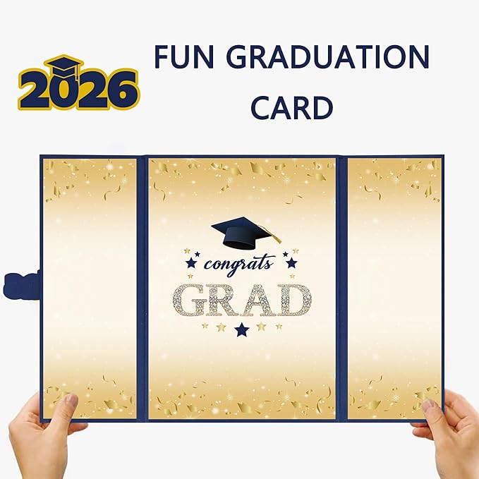 Vlipoeasn 2026 Graduation Guest Book Alternative, Blue Gold Class of 2026 Graduation Party Decorations, Graduation Signature Book for 2026 College High School, Unique Graduation Gifts for Friends