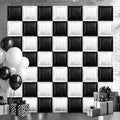 50 PCS Black and Pearl White Square Foil Balloons Wall Backdrop 19'' Reusable DIY Mylar Balloon Tunnel Arch Kit for Racing Birthday Baby Shower Wedding Bachelorette Party Background Decor