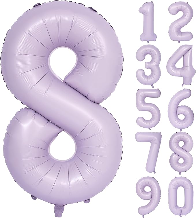40 In Matte Purple Number Balloons Helium Foil Mylar Balloon Birthday Party banquet Decoration Digital 8