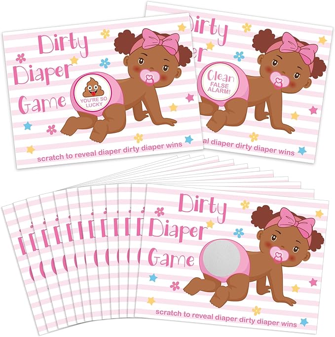 Geyee 60 Pieces Baby Shower Scratch off Game Funny Raffle Cards Baby Shower Party Games Decorations Cute Activity for Activity and Idea for Boy Girl(Rose Pink)