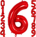 Red Number 6 Balloon 40 Inch, Big Large Foil Helium Number Balloons, Jumbo Giant Mylar Number 6 Balloons for 6 Year Old Birthday Red Party Decorations Supplies Anniversary