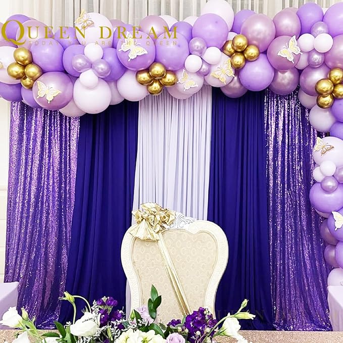 Purple Sequin Backdrop 2 Panels 2FTx8FT Glitter Halloween Party Backdrop Curtains Photo Background for Wedding Baby Shower Stage Decorations