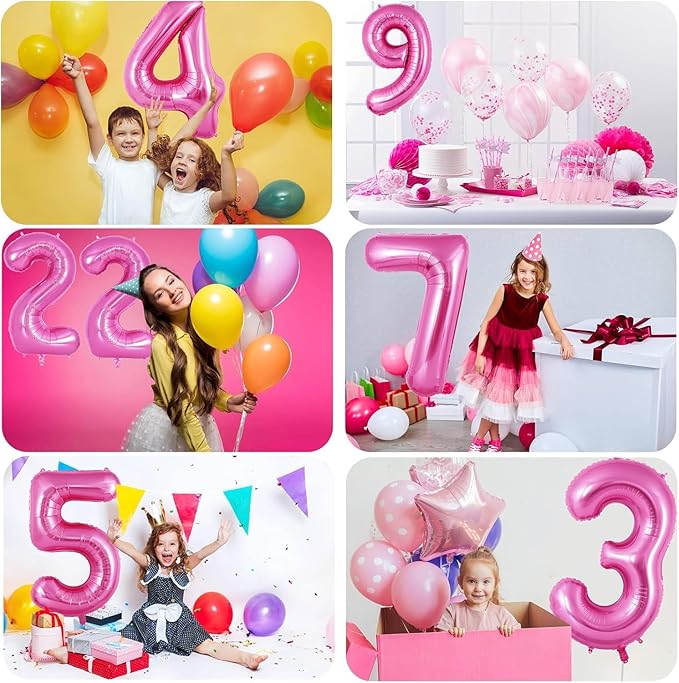 Pink Number Balloons, Large Hot pink Number 8 Balloon 40 Inch Pink 8 Balloon for Men Women Boys Girls 8th Birthday Party Decoration