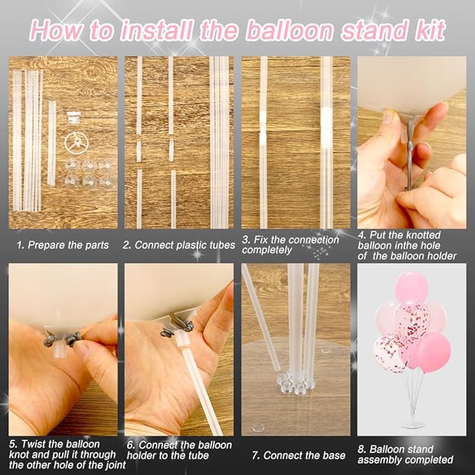 6 Sets Balloon Sticks with Base for Table Balloon Stand Kit Balloon Stands with Base for Floor Balloon Arch Stand with Base Balloon Stands for Table Baby Shower Birthday Wedding Party Decorations