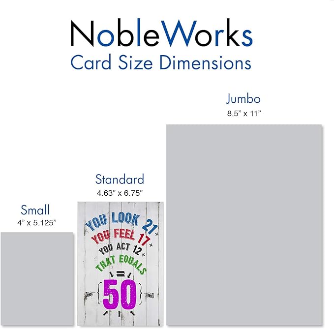 NobleWorks - 50th Funny Milestone Birthday for Men and Women, Celebrate and Congrats Notecard with Envelope - Age Equation 50 Birthday C7195MBG