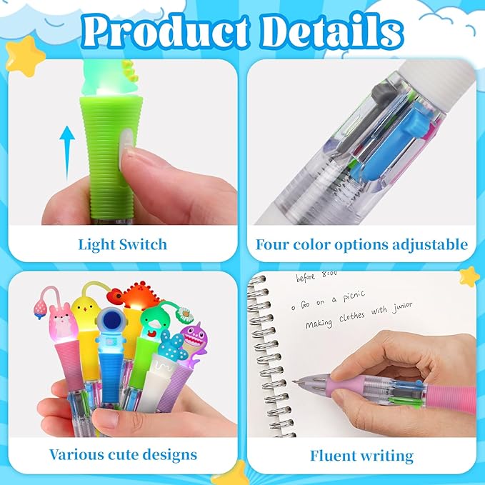 CZWZ 20Pcs Multicolor Pens in One 4-in-1 Cute Pens Bulk, Ballpoint Pen for Birthdays and Parties, Fun Gifts Assorted Ink Kawaii Pen(Style-2)