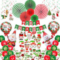 Christmas Party Decorations, Merry Christmas Decorations Supplies, Banner, Hanging Swirls, Paper Fans, Balloon, Photo Booth Props, Confetti, for Holiday Xmas Indoor Outdoor