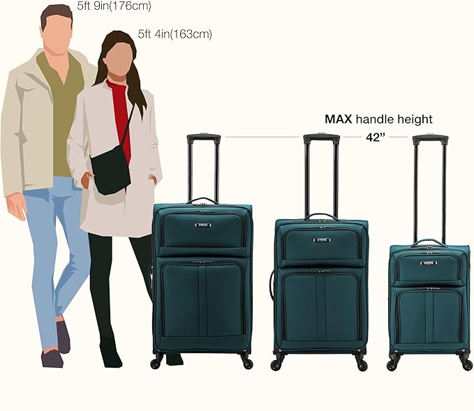 U.S. Traveler Anzio Softside Expandable Luggage with Spinner Wheels, Teal, 26-Inch Medium