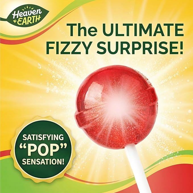 Heaven & Earth Berry, Apple, & Strawberry Fizz Pops (2 Pack - Approx. 76 Count) | All Natural Candy | Kosher | No Artificial Colors | Fun Fizzy Center | Bulk Pack for Parties & Goodie Bags
