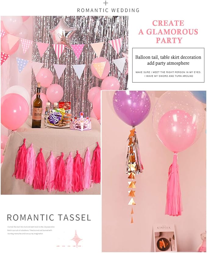 Red Tissue Paper Tassel DIY Hanging Paper Decorations Party Garland for Party Decor, Wedding, Festival, Baby Shower - 20PCS (DEEP RED 35CM)