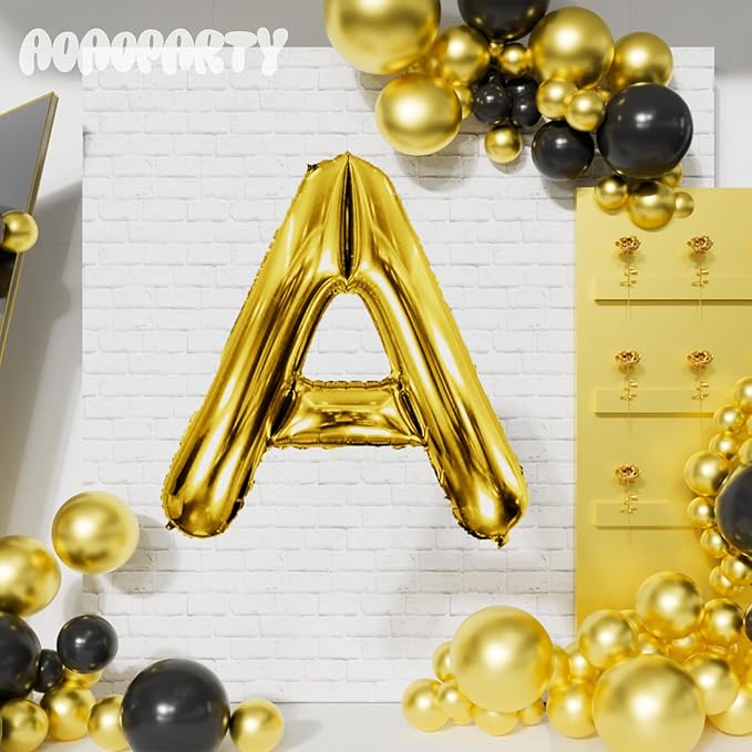 Letter Balloons 40Inch Large Giant big Foil Mylar Gold Balloons A for Birthday Party Decorations