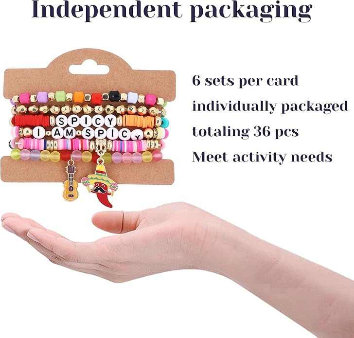 Cooluckday 36 Pcs Holiday Heishi Surfer Bracelets for Women Bulk Easter Mother's Day Christmas St. Patrick's Day Mardi Gras Bracelet Stackable Stretch Friendship Bracelets Set