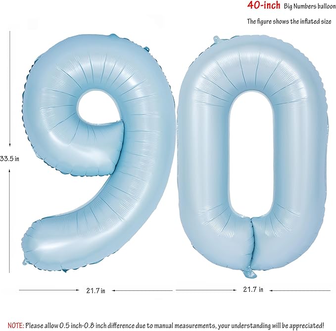 40 In Matte Blue Number Balloons Helium Foil Mylar Balloon Birthday Party banquet Decoration Digital 90