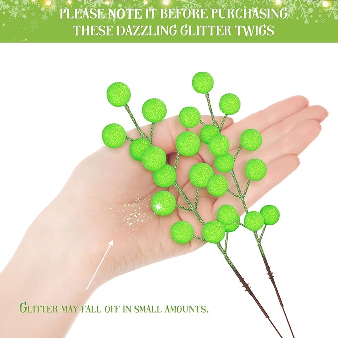 HOHOTIME 24 Pack Artificial Berry Stems Branches, Christmas Faux Holly Green Berries Branches Ornaments for Christmas Tree Wreath DIY Craft Decorations Holiday Home Decor(Colorful)