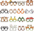 Pajean 32 Pcs Woodland Animal Decorations Eyeglasses Wild One Camping Forest Theme Photo Booth Props Paper Glasses for Woodland Creatures Birthday Baby Shower Camping Party Decor Favors Supplies