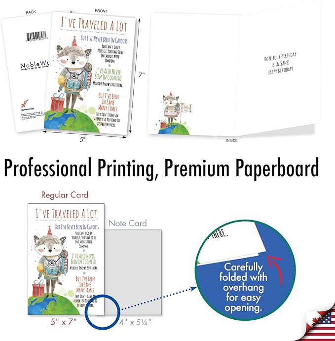 NobleWorks - 1 Funny Birthday Greeting Card w/ 5 x 7 Envelope For Men, Women - Bday Traveled A Lot C8643BDG