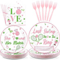 Tennis 96Pcs Bachelorette Party Decorations Last Swing Before The Ring Plates and Napkins Tennis Themed Tableware for Bridal Shower Bride To Be Wedding Bachelorette Party Supplies Serves 24