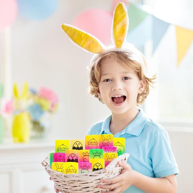 36 PCS Plastic Rainbow Coil Springs Toys, Easter Magic Rainbow Slinky Toys, Party Favors, Easter Egg Fillers Basket Stuffers Essentials, Easter Gifts for Kids Boys Girls