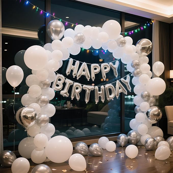 White Balloons Birthday Decorations 160 Pack 5 inch Round Ballons for White Themed Wedding Graduation Birthday Party Backdrop 4th of July Decorations Independence Day