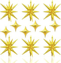 12PCS Gold Star Balloons, Gold Explosion Star Balloons Aluminum Foil Balloon Spike Balloon for Birthday Bachelorette New Year Graduation Party Decorations