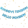 Retirement Banner Pre-Strung GOODBYE TENSION HELLO PENSION Banner Glitter Retirement Party Supplies Decorations for Women Men Office Home Decor (Dark blue)