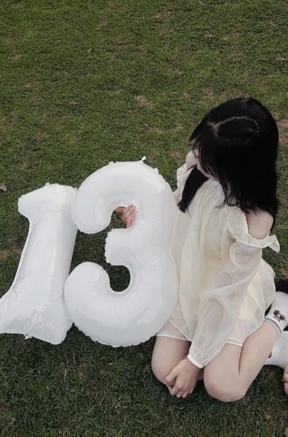 3 Birthday Balloons, 40 Inch 3 Balloon for Birthday Party Decoration, White Number 3 Ballon for 3, 13, 23, 39 Celebration, Men and Women, Wedding, Anniversary Decor