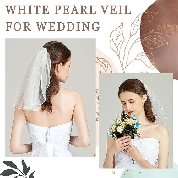 Bridal Veil Bachelorette Party Veil White Bow Wedding Veil Elegant Tulle Layer Hair Clip for Women and Girls